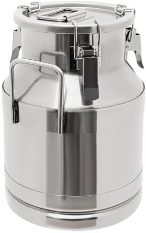 biusgiyeny 10L/2.64 Gallon Milchkanne Edelstahl-Milch Barrel Versiegelter Eimer Milchkanne Transportkanne Edelstahleimer Milcheimer