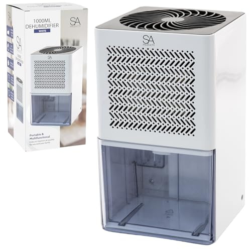 SA Products 1000ml Dehumidifier | Portable Moisture Absorber for Home, Bedroom & Bathroom (White)