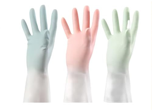 SITAKEGS Washing Up Gloves, 6 Pairs Cleaning-Gloves Kitchen Dishwashing Glove, Reusable Long Rubber Gloves Anti-slip Waterproof Gloves for Household Garden Chores Laundry Weeding Cleaning
