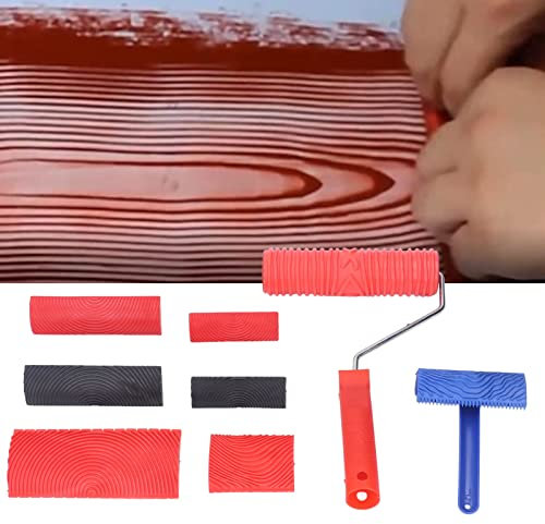 Holzmaserungswalze mit Griff – Gummi-Holzmuster-Textur-Malwerkzeug für DIY-Kunst, Wand-, Boden- und Möbeldekoration