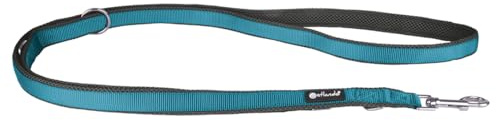 Petlando Hundeleine Magnetech – 3-Fach verstellbare Führleine, Karabiner-Verschluss, besonders leicht, zum Umhängen geeignet – anthrazit/Petrol Größe S 2,3m x 1,5cm