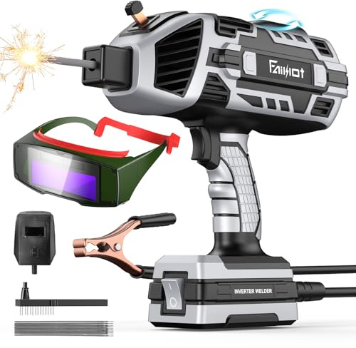 Faiuot Portable Electric Welding Machine, 220V with Auto Darkening Goggles: IGBT Inverter ARC Handheld Welder, 5 Variable Adjustment, for 3/32-1/8(2.5-3.2mm) Rods for Repair, Welding Projects