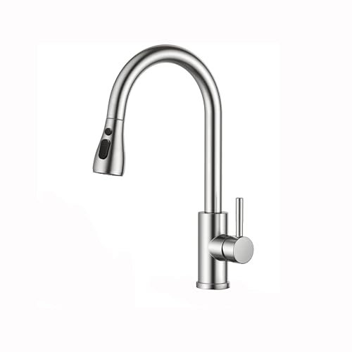 FORIOUS Wasserhahn Bad mit Ausziehbarer Brause, Edelstahl Waschtischarmatur Hoch mit 2 Strahlarten, 361° Drehbarer Einhebelmischer Mischbatterie für Waschbecken im Bad, RV wohnmobil Bar Laundry Vanity