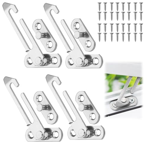 Window Restrictors for UPVC 4pcs Stainless Steel Window Restrictor with Screws for Home Office UPVC Windows