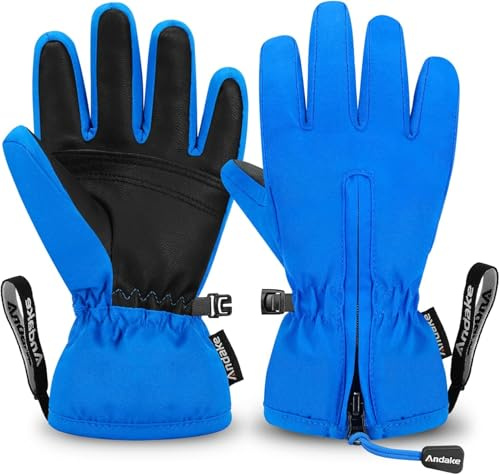 Andake Gants d'hiver chauds pour enfants, coupe-vent, imperméables, pour le ski, les sports de plein air, l'équitation, pour garçons et filles de 2 à 14 ans