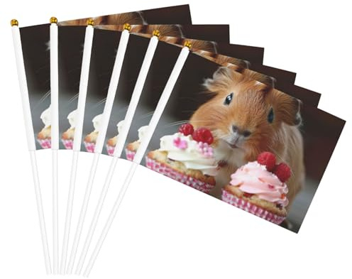 Drapeau polyvalent imprimé cochons d'Inde et cupcakes pour mariage, anniversaire, vacances, décoration sportive, défilé