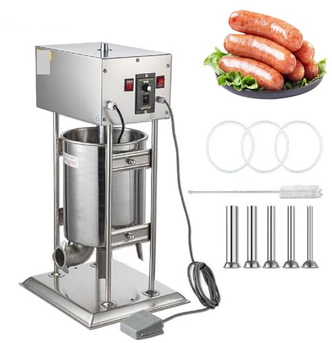 Vertikale Wurstmaschine, 10/12/15-15-Elektrikautomatik-Füllmaschine, Dual-Speed-Fleisch-Stuff, mit 5 Fülltrichter, Edelstahlküchen-Accessoire Home Appliance 15L