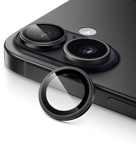 JETech Protection Objectif Caméra pour iPhone 17, Noir, 1 Série | Verre Trempé 9H, Ajustement Invisible 1:1, Anneau Individuel en Métal, Transparent HD