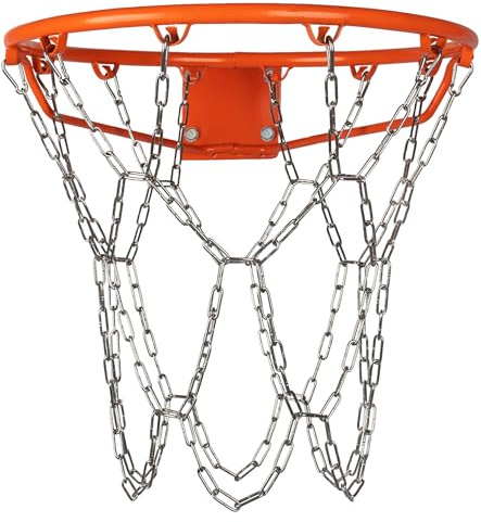 LAO XUE Heavy Duty Stainless Steel Chain Basketball Net Replacement,12 Loops Rust Proof Fits All Standard Outdoor Hoops