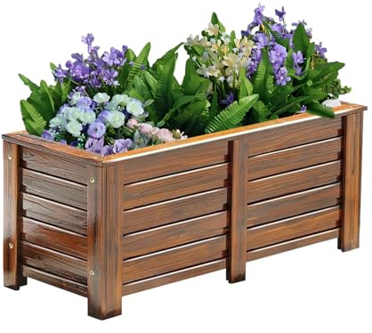 Baodiale jardinière rectangulaire Grand lit surélevé en Bois jardinière pour patios de Jardin, bac à Plantes pour légumes arbustes Fleurs Herbes aromatiques