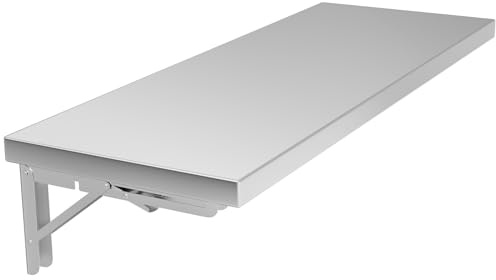 DULNICE Folding Wall Shelf 31.5 x 12, Stainless Steel Wall Mounted Folding Table, 110lb Capacity, Floating Concession Shelf for Food Trucks, Trailer Windows, Kitchen, Restaurant, Garage Utility Room