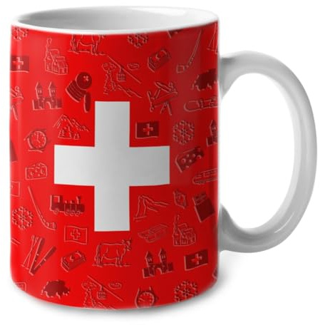 La Suisse Avec Son Drapeau Et Ses Symboles Mug À Café Pratiques Tasse À Café Céramique Tasses À Thé Pour Espresso Travail Maison Cacao 330Ml