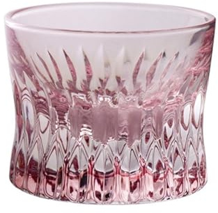 CJHFR472SG Elegante Vaso de whisky rosa, vasos antiguos sin plomo con base pesada grabada Cristalería