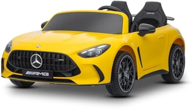 Elektrisches Kinderauto Mercedes GT63 AMG 24V mit 4x4-Antrieb, gelb, Zweisitzer, Verstellbarer Fahrersitz, weiche Eva-Räder, 2,4-GHz-Fernbedienung, USB/Bluetooth, 200W-Motoren, Federung, Lithium-Akku