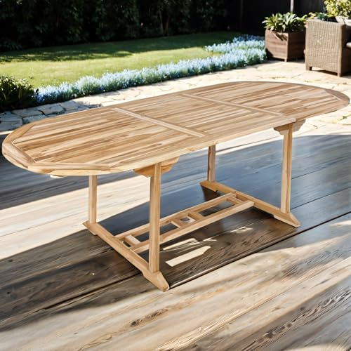 SAM Gartentisch Aruba 180-240x100 cm Teakholz oval Ausziehtisch | mit Schirmloch, ca.