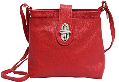 AMBRA Moda Damen echt Ledertasche Handtasche Schultertasche Umhängtasche Citybag Girl Crossover GL007