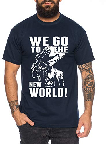 Tee Kiki New World Zorro One Manga Herren Ruffy T-Shirt Anime Piece, M, Dunkelblau