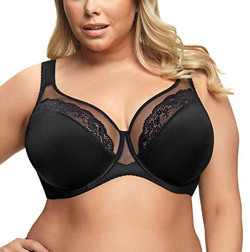 Gorsenia Reggiseno Non Imbottito con Pizzo in Fiori K441 Luisse, Nero,5G
