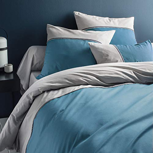 ORIGIN Housse de Couette imprimée en Coton, Duo, Made in France D03-0272451-603301 Turquoise 240 x 220 cm