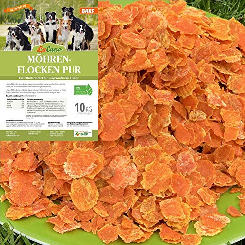 LuCano Möhrenflocken pur | aufgeschlossene, hochverdauliche Karottenflocken Möhren Gemüseflocken auch für Hunde (10 kg)