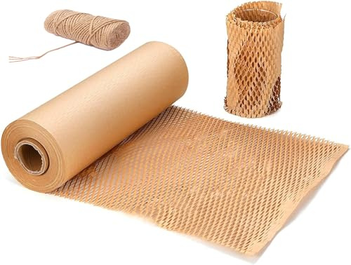 Verpackungsmaterial Verpackungsmaterial Verpackungsmaterial Rolle Wabenpapier Verpackungsrolle Kraftpapier für Verpackung/Lagerung exquisiter zerbrechlicher Gegenstände (38 cm x 30 m)