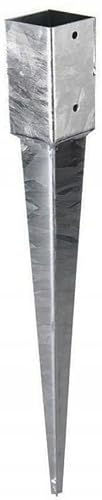 Post Anchor Ground Sleeve 50 x 50 mm Length 600 mm Post Anchor Hot-Dip Galvanised Impact Sleeve for Square Wooden Posts Ground Sleeve Anchor Steel Ground Anchor
