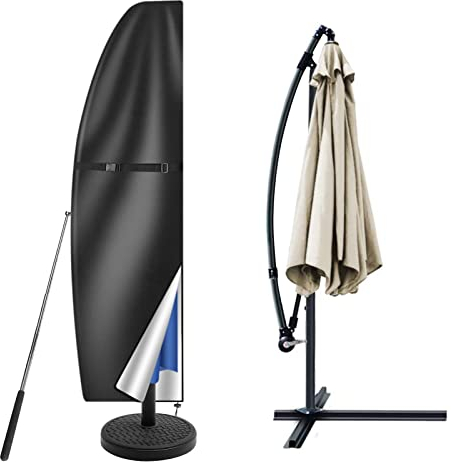 wiipara Sonnenschirm Schutzhülle mit Stab, Abdeckung für Sonnenschirm 2m bis 3m Große Ampelschirm Schutzhülle, UV-Schutz, Wetterfeste, Winddicht und Schneesicher, 205x25/57/48cm