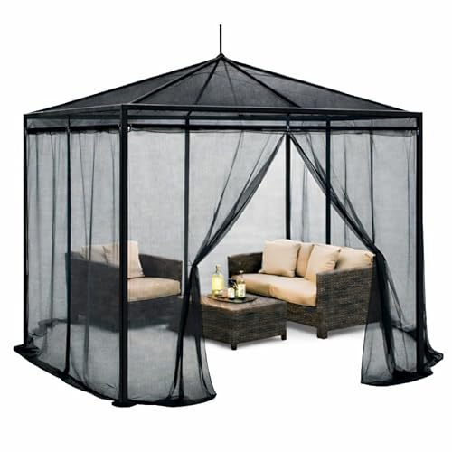 Moskitonetz für Pavillon 4x4m schwarz – Mückennetz Outdoor XL