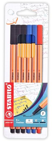 STABILO - Rotulador punta fina point 88 – Pack con 6 colores