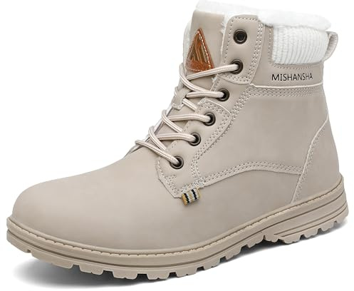 Mishansha Botas de Nieve Invierno Hombre Mujer Cálido New Beige 38 EU