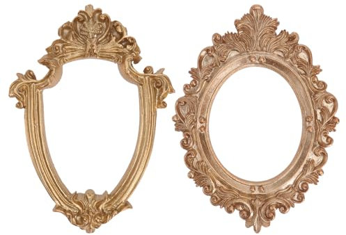 HOMSFOU 2 Pezzi Mini Cornice Dorata Per Foto Ornamento Decorativo in Resina Per Casa E Ufficio Design Compatto E Creativo Per Esposizione E Decorazione