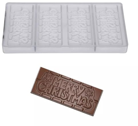 Stampo professionale per cioccolato in policarbonato TAVOLETTA MERRY CHRISTMAS - Buon Natale
