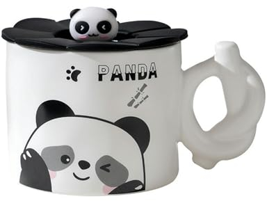 CAPIJIONG Taza de cerámica de 380 ml con diseño de panda gigante de dibujos animados para parejas, oficina en casa, café, leche, estilo 1