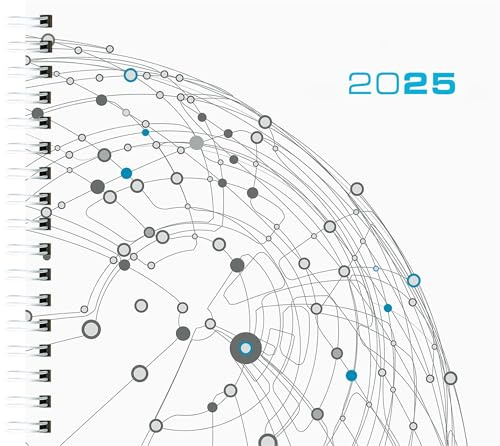 Zettler - Wochenbuch Assessor 2025 weiß, 15,8x14,7cm, Taschenkalender mit 120 Seiten, 1 Woche auf 2 Seiten, Stundeneinteilung von 7 - 20 Uhr, Drahtkammbindung und deutsches Kalendarium