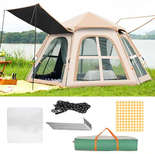 NRNQMTFZ Camping Zelt,Automatisches Sofortzelt 3-5 Personen Pop Up Zelt, Wasserdicht & Winddichte Ultraleichte Kuppelzelt, für Strand, Outdoor, Reisen(Pink)