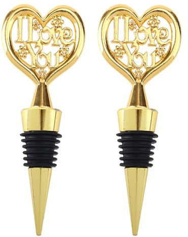 2 Pack Wine Bottle Stoppers,I Love You Heart-Shaped Wine Stopper Champagne Stopper, Reusable Bottle Saver Sealer Wine Corks,for Wine Champagne Prosecco Beer Spirits Collection