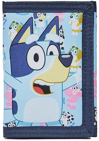 Bluey Kids Wallet Trifold Wallet with ID Pocket & Zipped Coin Purse