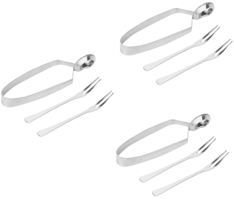 Cabilock 9 Pièces agrafe de repas pince à cueillir les coquillages pince à escargot en métal kitchen gadgets salade ustensiles de service vaisselle pince à escargots en inox pinces à pinces