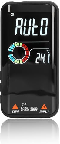 FLEXMAN Multimetro Digitale Professionale, Analizzatore Multifunzione Portatile con Schermo LCD Colori Grandi Dimensioni, Continuità, Frequenza, Diodo, Ciclo di Funzionamento, Test di Tensione