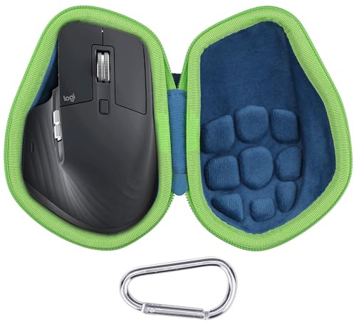 co2CREA Hard Travel Case for Logitech MX Master 4 /Master 3 /Master 3S | Compact EVA Mouse Storage Case with Grid Shock Absorbing Foam Cushion & Detachable Carabiner