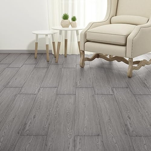 Homgoday Casa Mobilia Bodenfliesen, nicht selbstklebend, PVC, 5,26 m², 2 mm, Dunkelgrau, Bodenaufkleber, für Bad und Küche