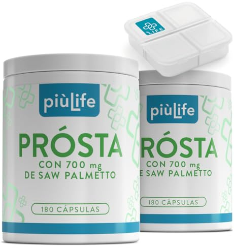 Saw Palmetto 700mg Prostata Capsulas Inflamada 360 PiùLife, Serenoa Repens Con Pygeum Africanum, Extracto De Arándano, Calabaza, Ortiga, Suplemento Vías Urinarias Hombre