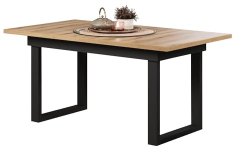 Furn.Design Esstisch ausziehbar 160-200 cm Eiche Evoke und schwarz Gestell aus Metall Landhaus Look Syncro (Evoke Eiche)