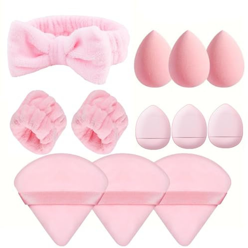 Liwein esponja maquillaje, 12 Piezas Esponjas Desmaquillantes Beauty Blender Set, Set de Esponja de Maquillaje Uso Húmedo y Seco, Para Bases de Maquillaje, Polvos Líquidos(rosa) (Rosa)