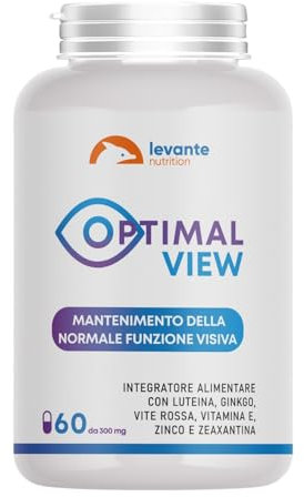 Luteina e Zeaxantina Alto Dosaggio Integratore Occhi Vista con Ginkgo Zinco Vite Rossa Vitamina E Made in Italy 60 Capsule