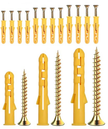 110Pcs Screws and Wall Plugs Set(55xMasonry Screws, 55xExpansion Anchor Bolts), M6 M8 Wall Plugs and Screw, for Brick Concrete Drywall Self Tapping Screw and Wall Plug for Drilling,Mounting,TV