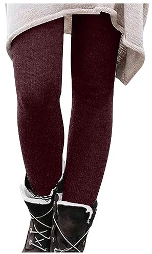 Thermo Leggings Damen Strumpfhosen Hose Warm Winter Lang Softshellhose High Waist Jogginghose Leggins Thermostrumpfhosen Für Kostüm Sportleggings Schlafanzughosen Mode Thermoleggins(#03 Wine,XL)