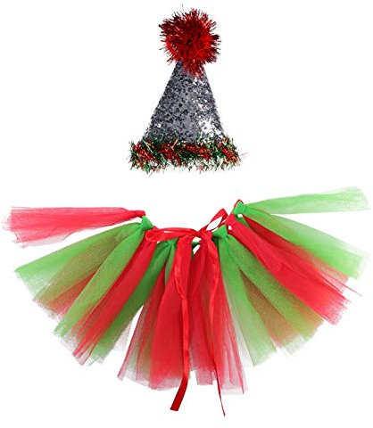 POPETPOP -Set für Haustiere 2-teilig Weihnachtshut für Hunde Schleife Festivalhut für Haustiere Leicht Zu Tragen Stilvolle Hut-Dekoration für Weihnachten und Festivals