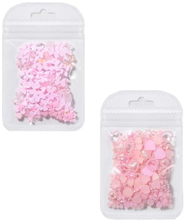 SGERUFZ 200 Pièces Mélange deco ongle nail art,3D Nail art décorations,Accessoires strass ongle Fleur Coeurs pour l'art des ongles Décorations d'ongles DIY