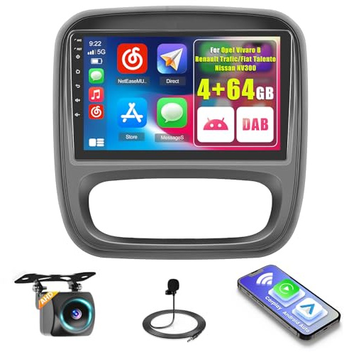 Inefala 4G+64G 9'' Android 15 Autoradio pour Opel Vivaro B/Renault Trafic | Radio avec sans Fil Carplay Dab Lien Miroir Radio FM/RDS HiFi WiFi Bluetooth GPS 59 UI